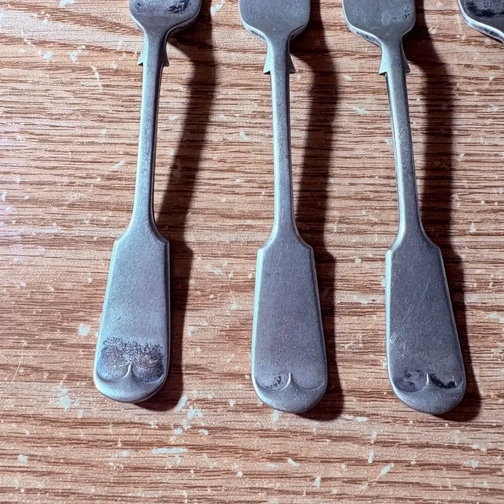 Vtg 5 William Hutton Wh&S Epns Silver Plate 18Cm Fiddle Dessert Forks - Cutlery